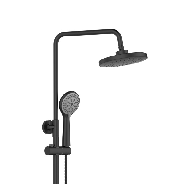 Душевая система Orange Thermo T02S3-911b термостат с изливом, черный матовый